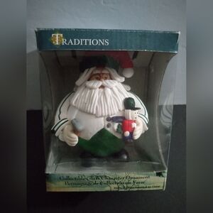 Vintage 1989 Christmas Traditions Santa Roly Poly Collectable Glass Ornament